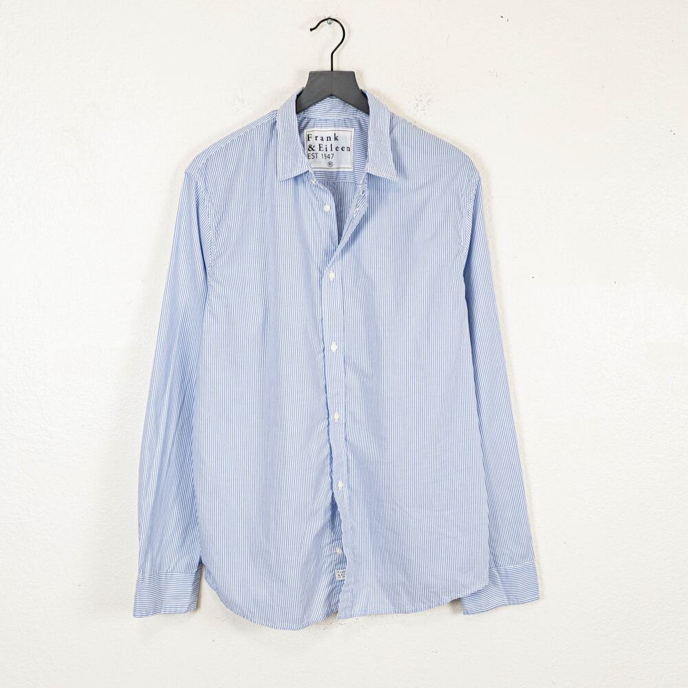 Frank & Eileen Men's Button up PAUL Shirt Cotton Blue Striped Size XL